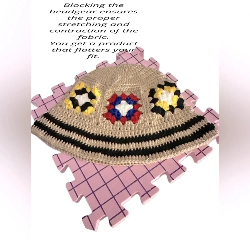 New Hand Crochet Unisex Granny Squares Bucket Hat